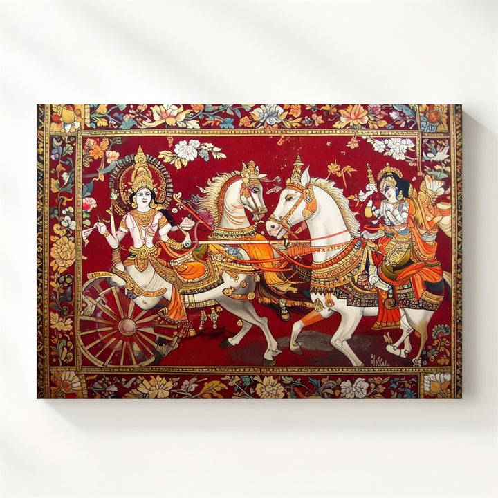 Divine Chariot Canvas – Traditional Indian Mythology Wall Art - Gifitto