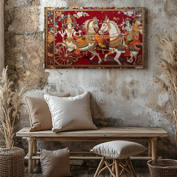 Divine Chariot Canvas – Traditional Indian Mythology Wall Art - Gifitto