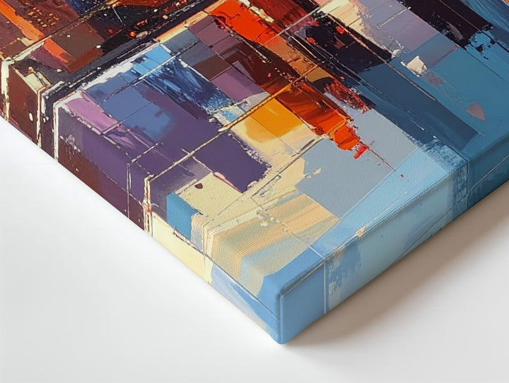 Sunset Reflection Cityscape Canvas – Futuristic Urban Skyline Wall Art - Gifitto