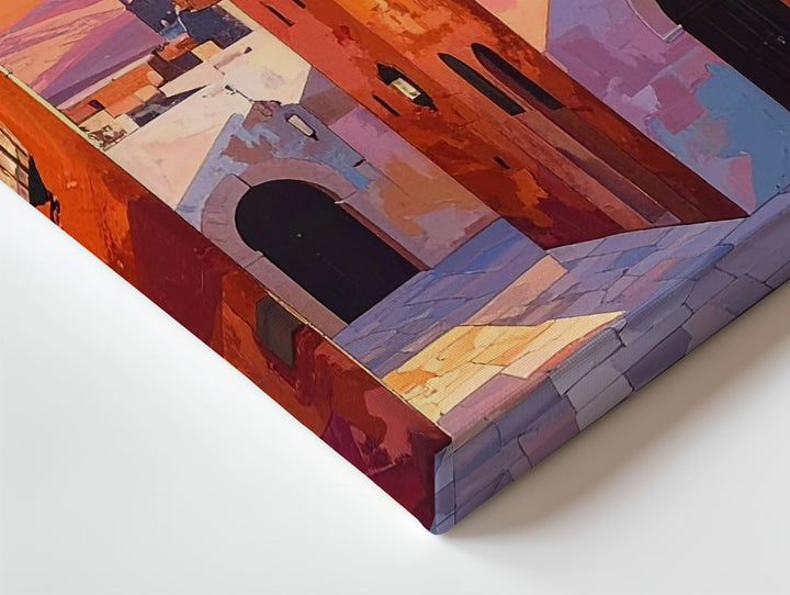 Sunset Desert Alley Canvas – Stylized Middle Eastern Cityscape Wall Art - Gifitto