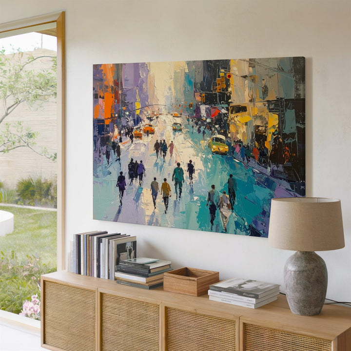 Urban Rhythm Canvas – Impressionistic City Street Scene Wall Art - Gifitto