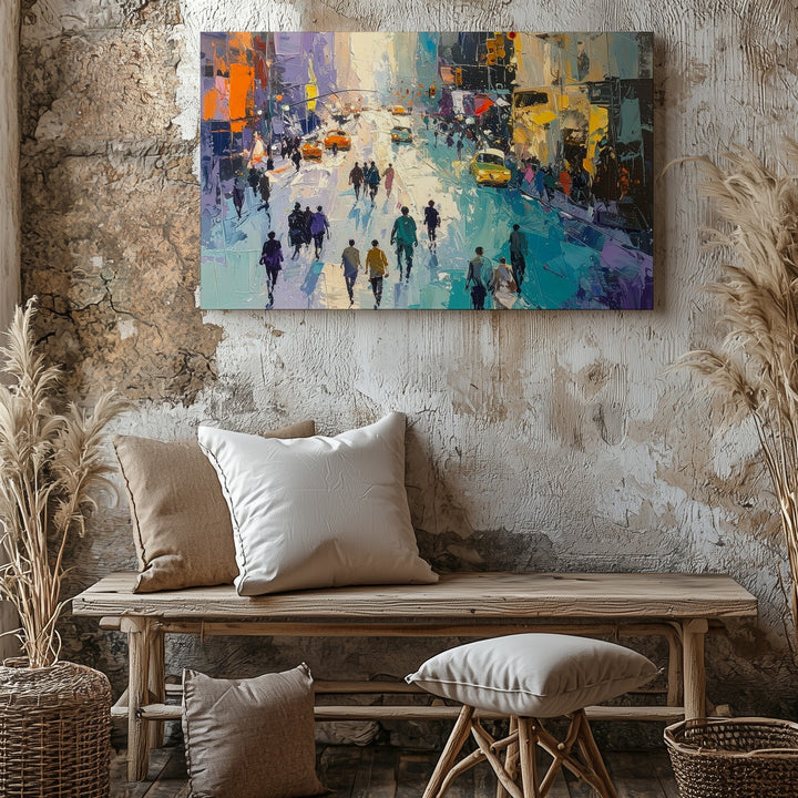 Urban Rhythm Canvas – Impressionistic City Street Scene Wall Art - Gifitto