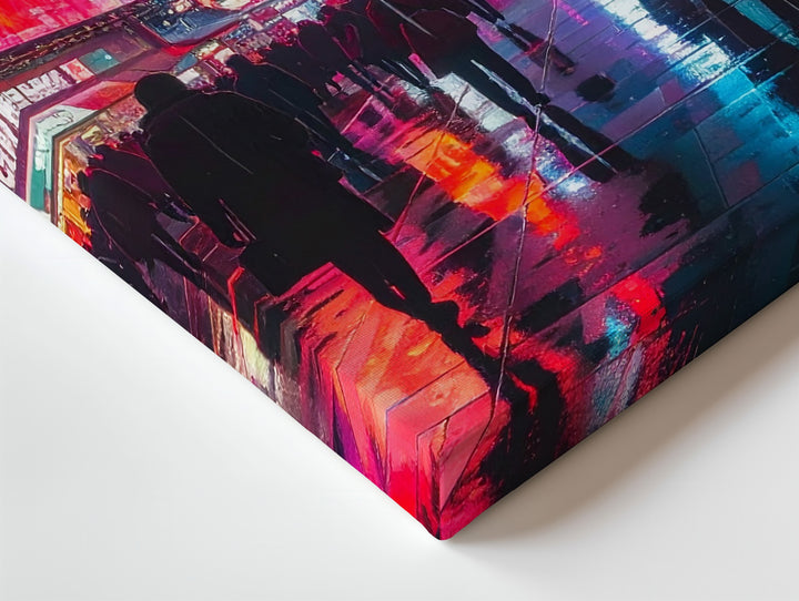 Neon Pulse City Canvas – Futuristic Cyberpunk Night Street Art - Gifitto