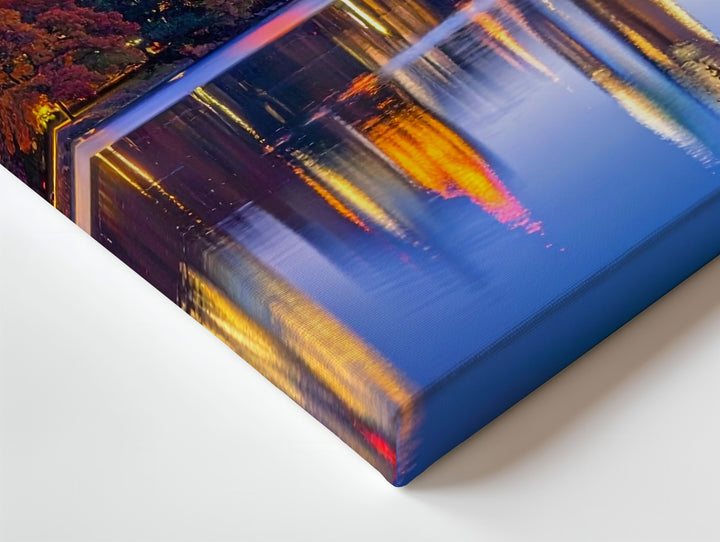 Twilight Reflection Canvas – Tranquil Urban Park & Cityscape Art - Gifitto