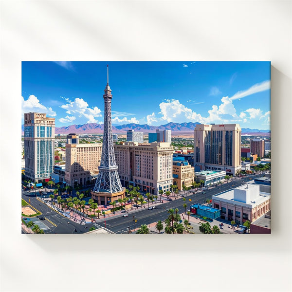Las Vegas Strip Aerial Canvas – Iconic Eiffel Tower & Casino Skyline Art - Gifitto