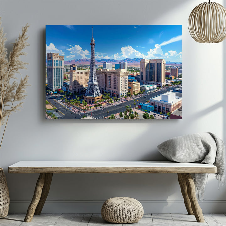 Las Vegas Strip Aerial Canvas – Iconic Eiffel Tower & Casino Skyline Art - Gifitto