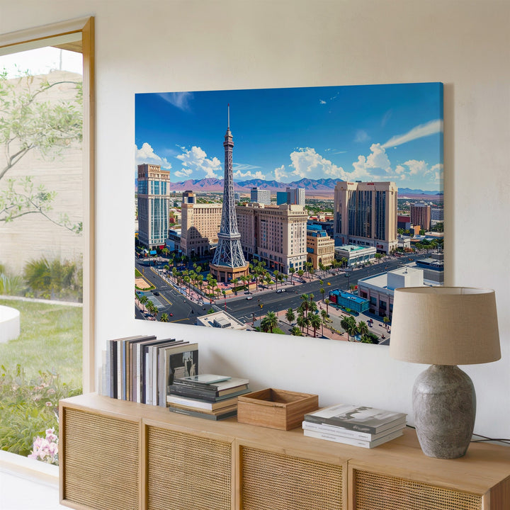 Las Vegas Strip Aerial Canvas – Iconic Eiffel Tower & Casino Skyline Art - Gifitto