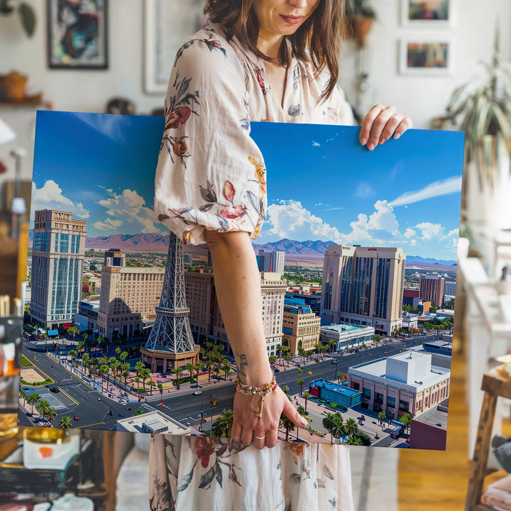Las Vegas Strip Aerial Canvas – Iconic Eiffel Tower & Casino Skyline Art - Gifitto