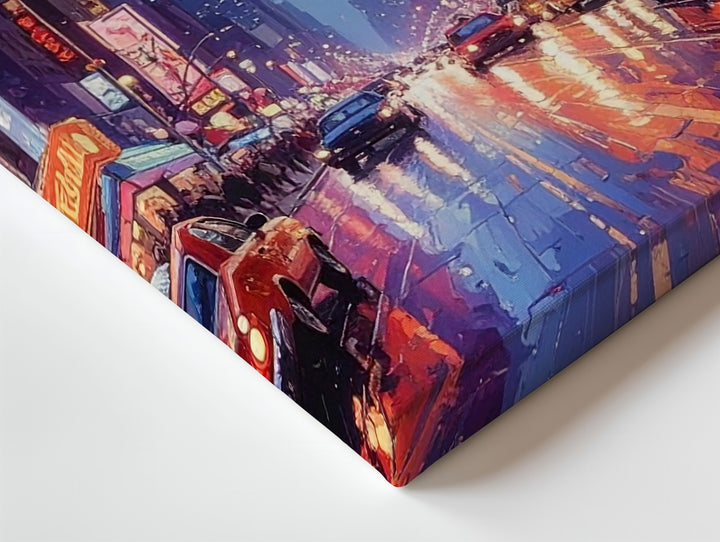 Retro Neon Boulevard Canvas – Vintage Night City Street Wall Art - Gifitto