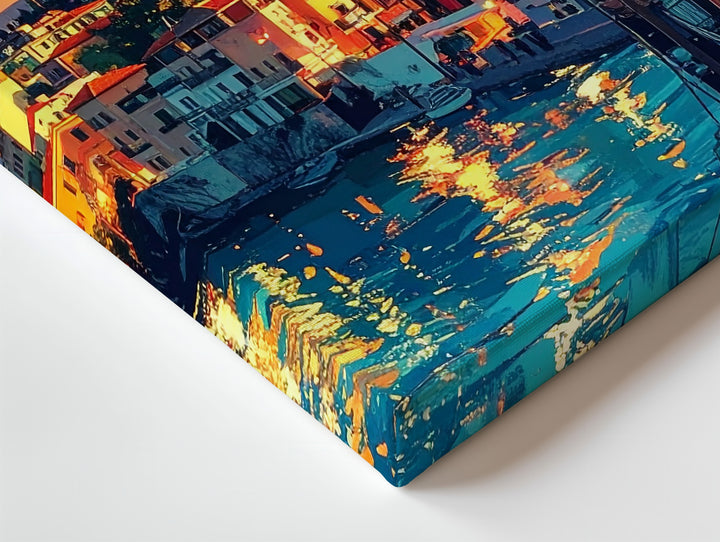 Mediterranean Sunset Canvas – Dreamy Hillside Town Wall Art - Gifitto
