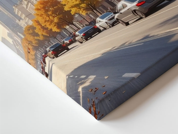 Autumn Motion Boulevard Canvas – Cinematic City Street Scene Art - Gifitto