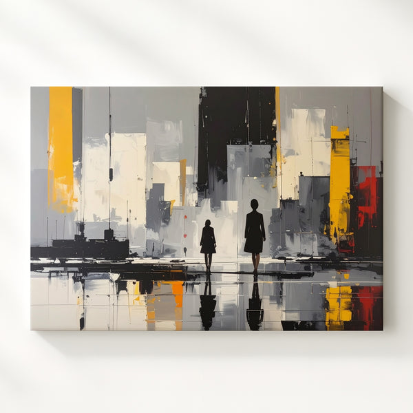 Solitary Walk Canvas – Minimalist Reflective Cityscape Wall Art - Gifitto