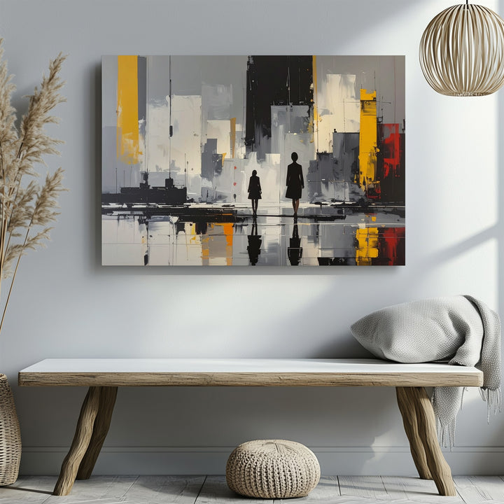 Solitary Walk Canvas – Minimalist Reflective Cityscape Wall Art - Gifitto