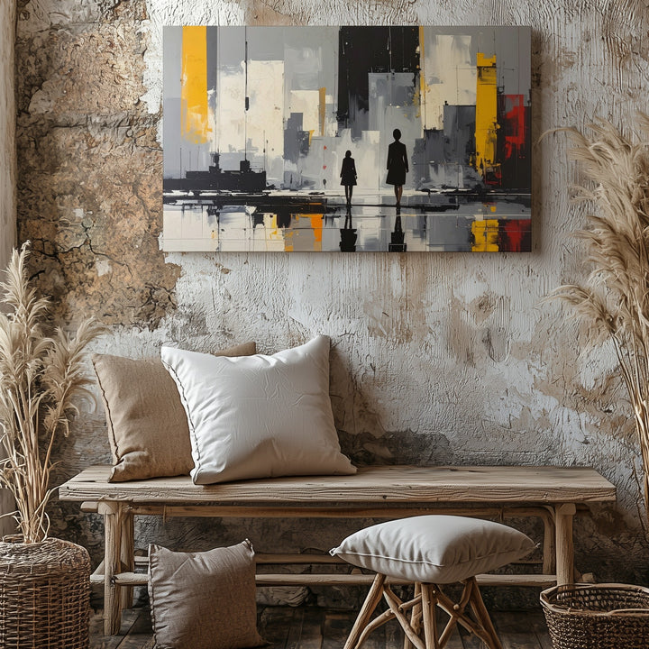 Solitary Walk Canvas – Minimalist Reflective Cityscape Wall Art - Gifitto