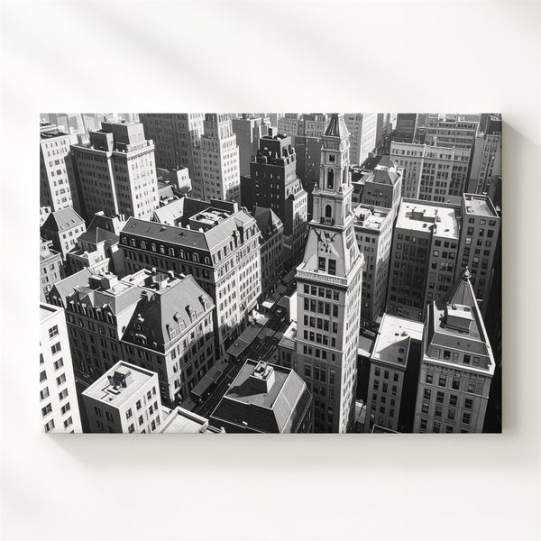 Isometric Urban Maze Canvas – Black & White Architectural Cityscape Art - Gifitto