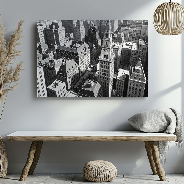 Isometric Urban Maze Canvas – Black & White Architectural Cityscape Art - Gifitto