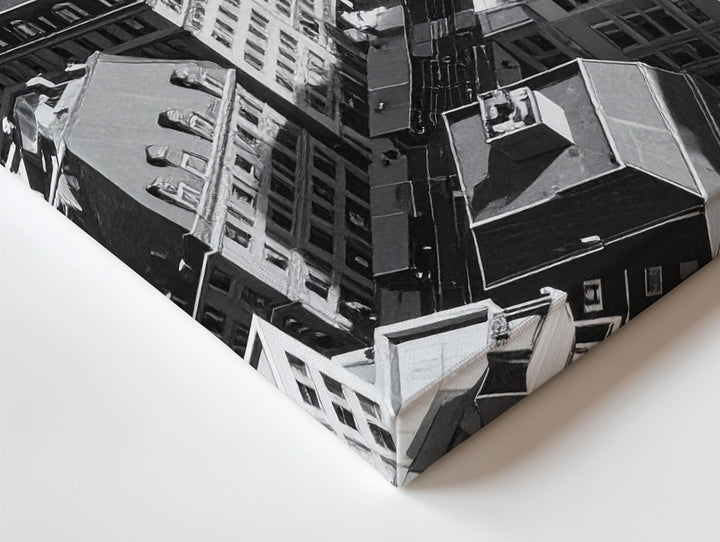 Isometric Urban Maze Canvas – Black & White Architectural Cityscape Art - Gifitto
