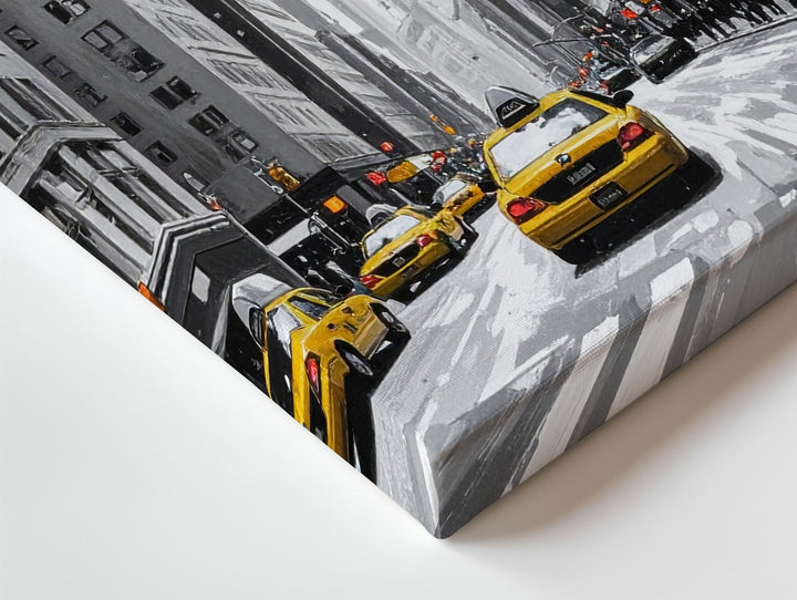 Yellow in the City Canvas – New York Street Scene with Taxis & Coat - Gifitto