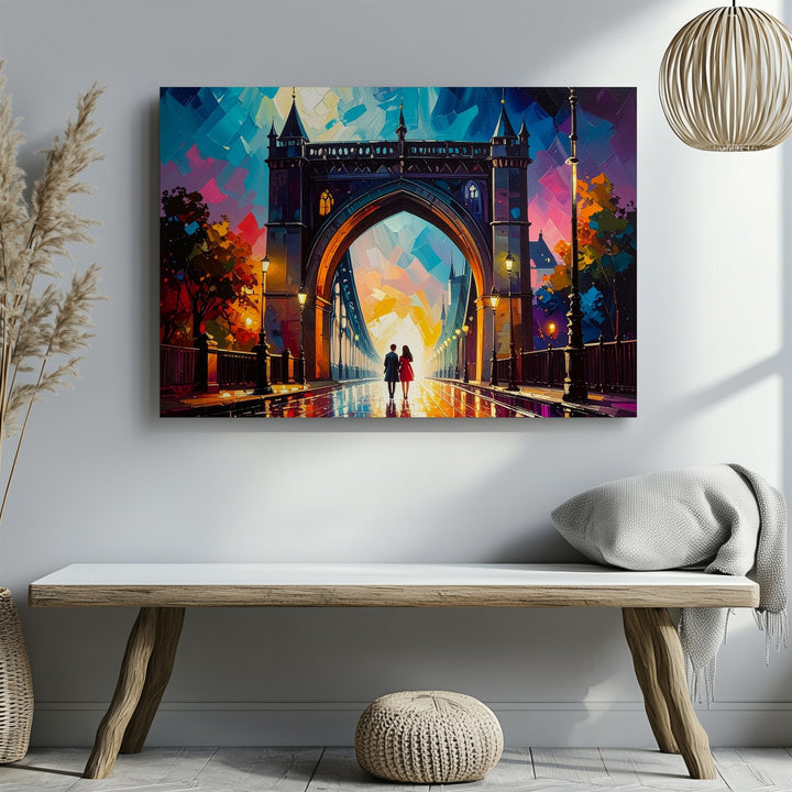 Enchanted Gothic Bridge Canvas – Surreal Romantic Fantasy Wall Art - Gifitto