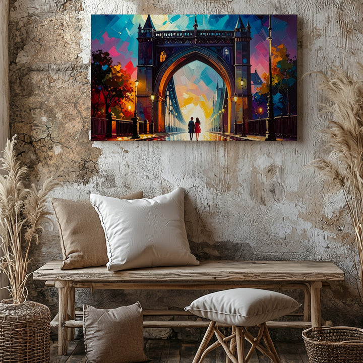 Enchanted Gothic Bridge Canvas – Surreal Romantic Fantasy Wall Art - Gifitto