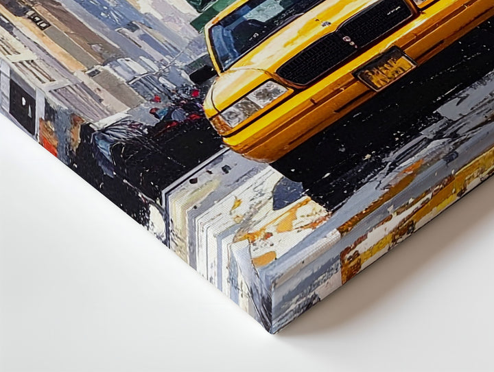 Grungy NYC Taxi & Liberty Canvas – Urban Grit Collage Wall Art - Gifitto