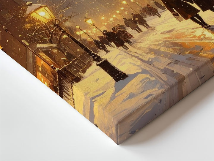Twilight Snow Street Canvas – Romantic Winter Cityscape Wall Art - Gifitto