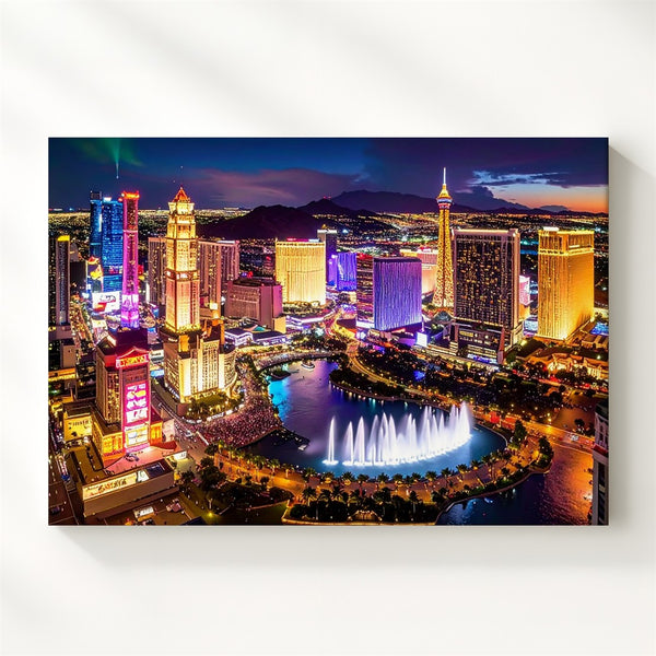 Neon Night Vegas Canvas – Vibrant Las Vegas Strip Cityscape Art - Gifitto