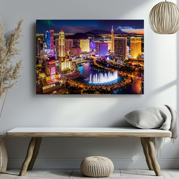 Neon Night Vegas Canvas – Vibrant Las Vegas Strip Cityscape Art - Gifitto