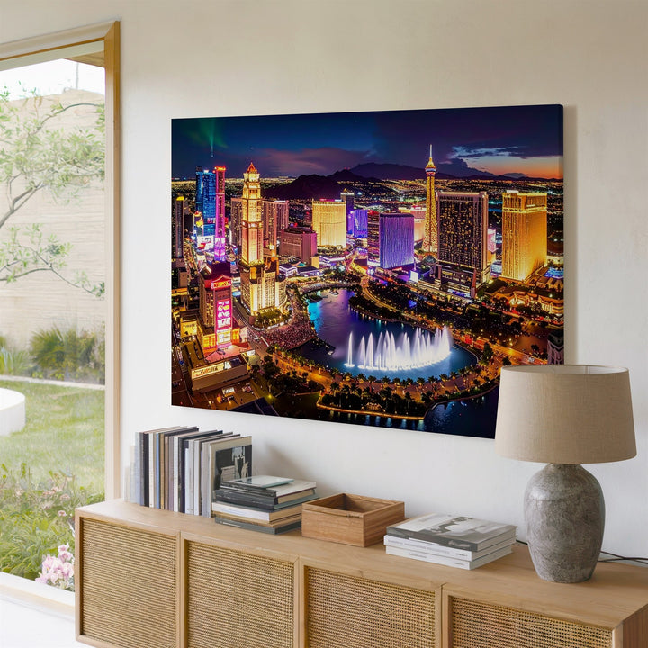 Neon Night Vegas Canvas – Vibrant Las Vegas Strip Cityscape Art - Gifitto
