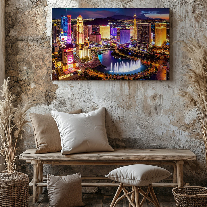 Neon Night Vegas Canvas – Vibrant Las Vegas Strip Cityscape Art - Gifitto