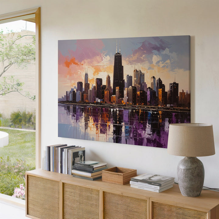 Abstract Sunset Skyline Canvas – Expressive Modern Cityscape Art - Gifitto