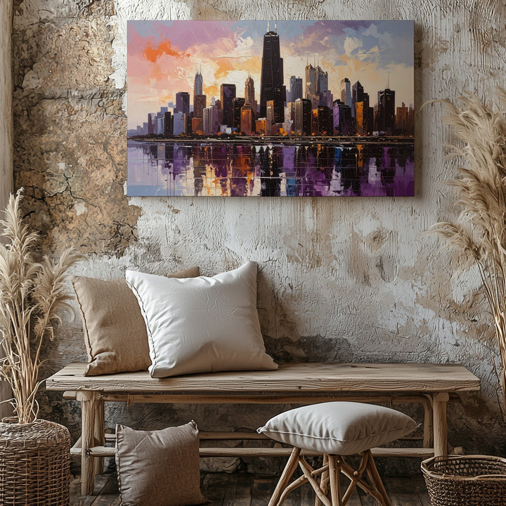 Abstract Sunset Skyline Canvas – Expressive Modern Cityscape Art - Gifitto