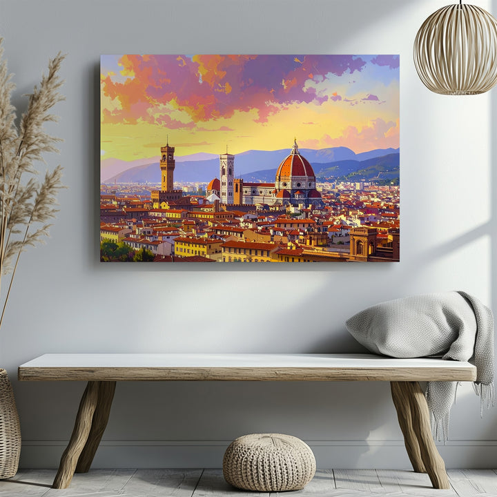 Florence Sunset Canvas – Romantic Duomo & Renaissance Cityscape Art - Gifitto