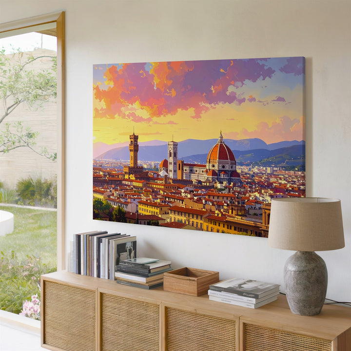 Florence Sunset Canvas – Romantic Duomo & Renaissance Cityscape Art - Gifitto