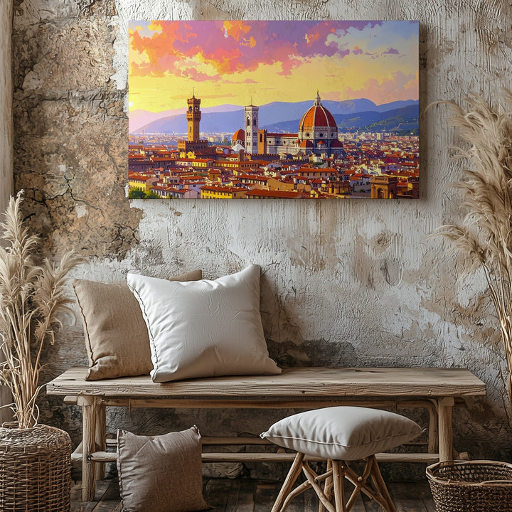 Florence Sunset Canvas – Romantic Duomo & Renaissance Cityscape Art - Gifitto