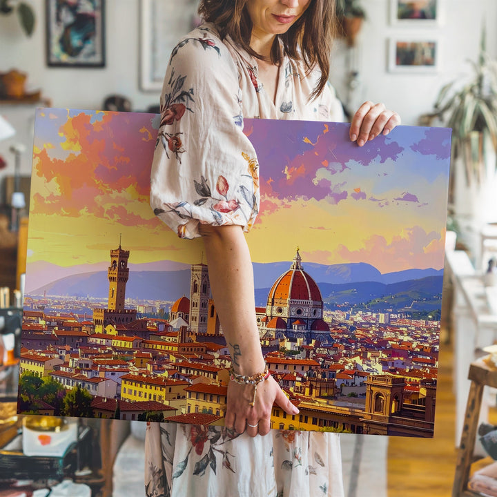 Florence Sunset Canvas – Romantic Duomo & Renaissance Cityscape Art - Gifitto
