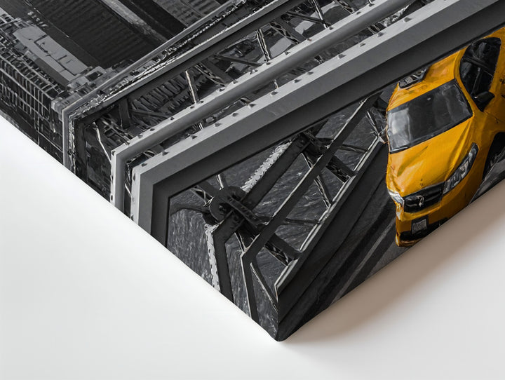 Noir Manhattan Canvas – Grayscale Cityscape with Yellow Taxi Art - Gifitto