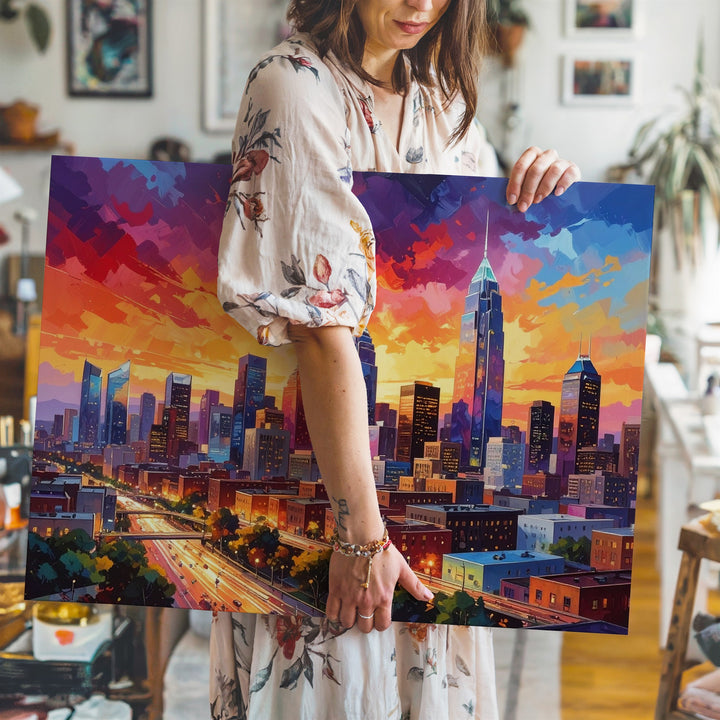 Sunset Energy Cityscape Canvas – Vibrant Futuristic Urban Wall Art - Gifitto