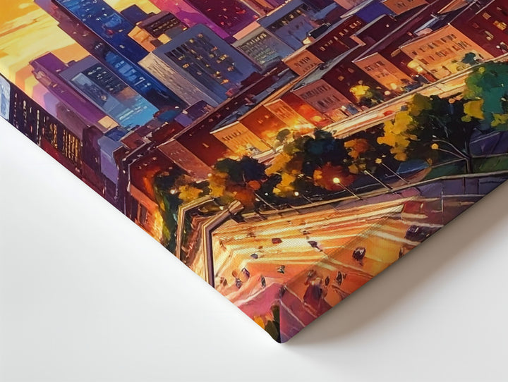 Sunset Energy Cityscape Canvas – Vibrant Futuristic Urban Wall Art - Gifitto