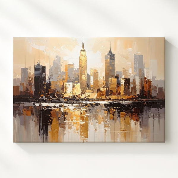 Minimalist Gold Skyline Canvas – Abstract Modern Cityscape Wall Art - Gifitto