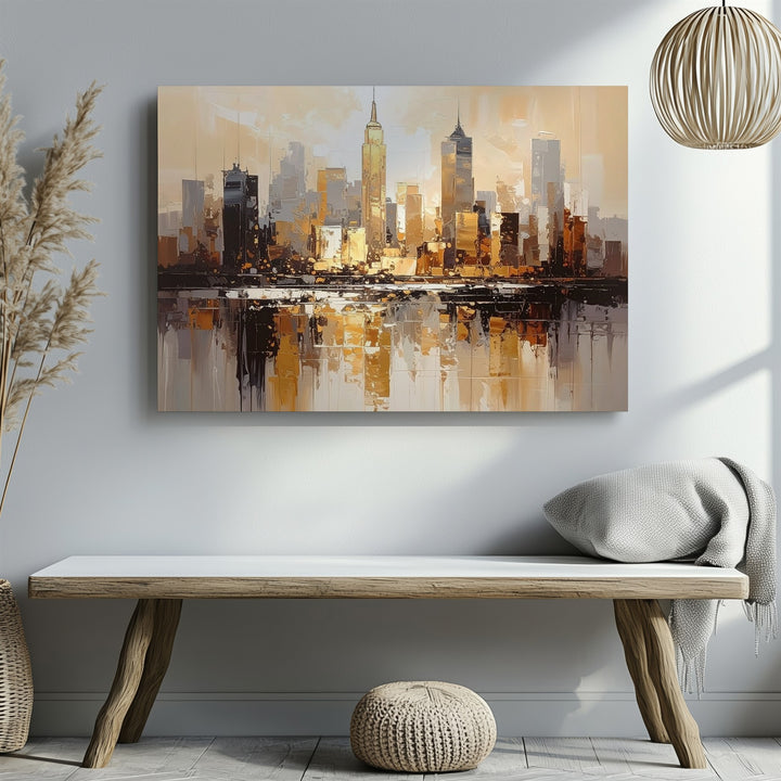 Minimalist Gold Skyline Canvas – Abstract Modern Cityscape Wall Art - Gifitto