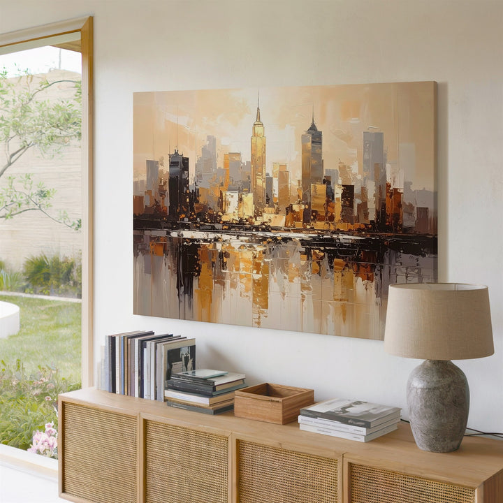 Minimalist Gold Skyline Canvas – Abstract Modern Cityscape Wall Art - Gifitto