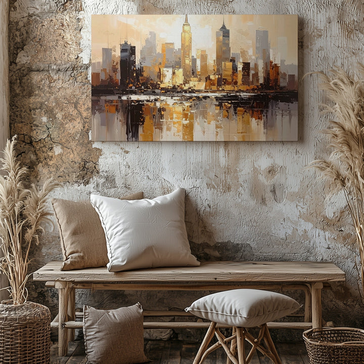 Minimalist Gold Skyline Canvas – Abstract Modern Cityscape Wall Art - Gifitto