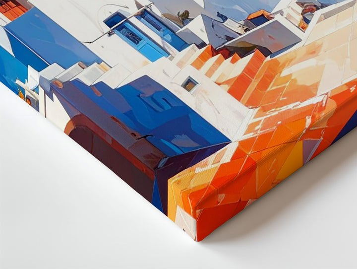 Vibrant Mediterranean Town Canvas – Bold Greek Island Coastal Art - Gifitto