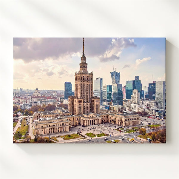 Warsaw Palace of Culture Canvas – Historic & Modern Cityscape Art - Gifitto