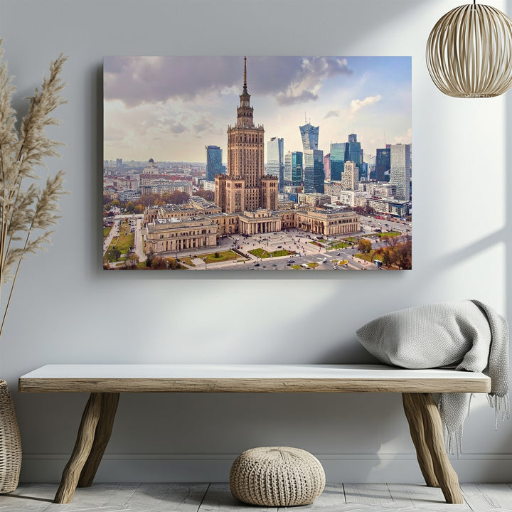 Warsaw Palace of Culture Canvas – Historic & Modern Cityscape Art - Gifitto