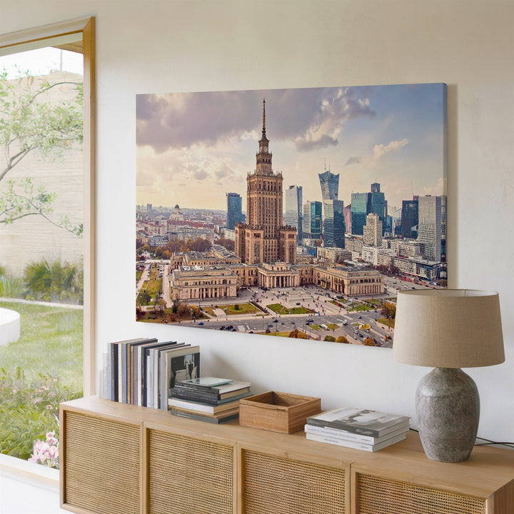 Warsaw Palace of Culture Canvas – Historic & Modern Cityscape Art - Gifitto