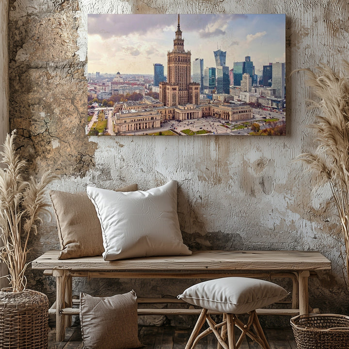 Warsaw Palace of Culture Canvas – Historic & Modern Cityscape Art - Gifitto