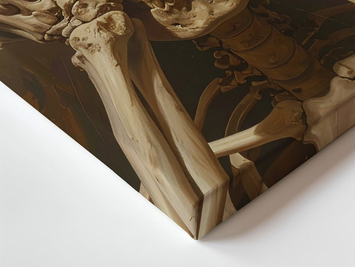 Existential Skeleton Canvas – Ochre Bones in Theatrical Despair - Gifitto