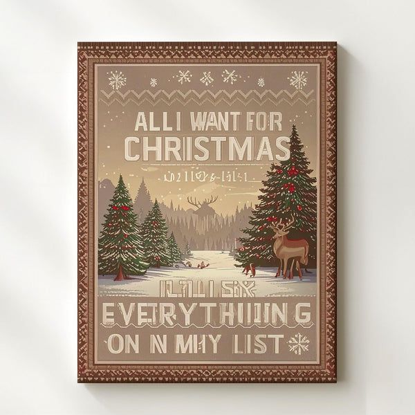 Funny Pixel Christmas Canvas – “All I Want” Retro Knit-Inspired Holiday Art - Gifitto